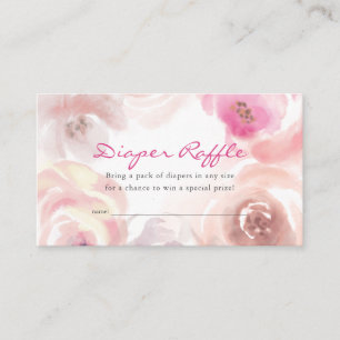 Dusty Rosa ros Watercolor Diaper Raffle Biljett Tilläggskort