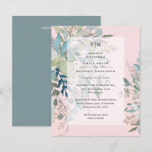 Dusty Rosa Sage Bröllop Ceremony and Reception Inv