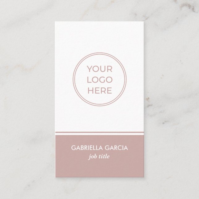 Dusty Rosa Scannable QR Logotyp Affärskort Visitkort (Framsida)