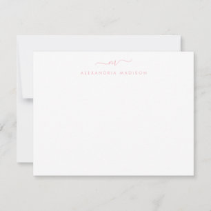 Dusty Rosa Script Monogram Swash Stationery Anteckningskort