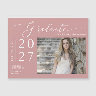Dusty Rosa Script School Student Photo Magnet