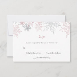Dusty Rosa & Silver Snöflingor Winter Wedding OSA Kort