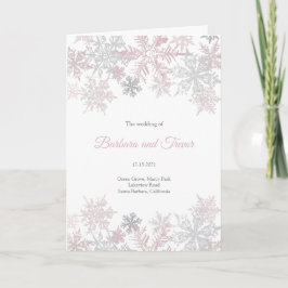 Dusty Rosa & Silver Snöflingor Winter Wedding Program