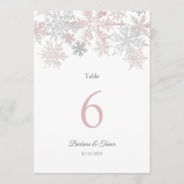 Dusty Rosa & Silver Snowflake Winter Bordsnummers Inbjudningar