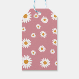 Dusty Rosa Simple Daisy Gift Märkre Presentetikett