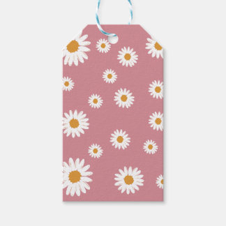 Dusty Rosa Simple Daisy Gift Märkre Presentetikett