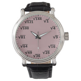 Dusty Rosa Square Root Clock - Math Wrist Watch Armbandsur