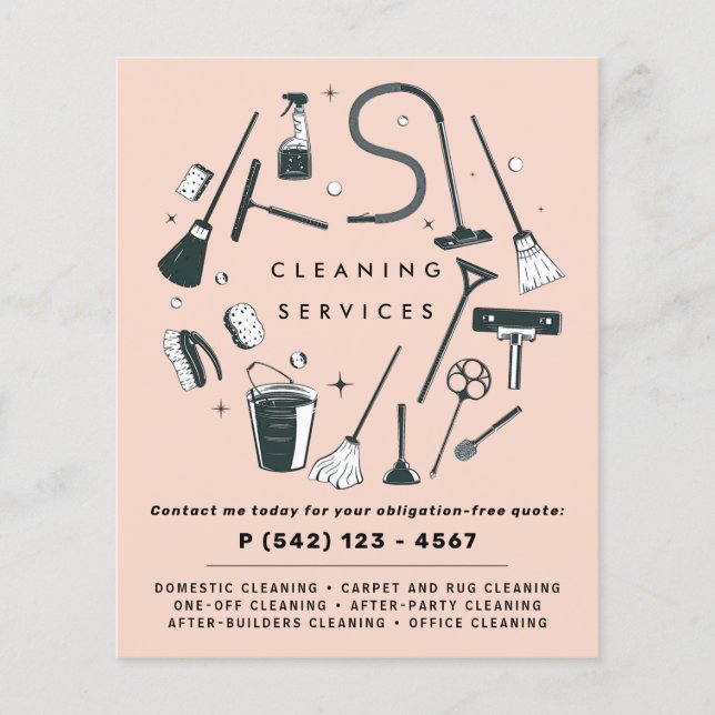 Dusty Rosa Städning Services Flygblad (Framsidan)