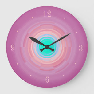 Dusty Rosa Swirl/ Aqua Grönt Center> Wall Clock Stor Klocka