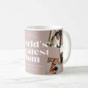 Dusty Rosa Världens Bästa Mamma 6 Fotoskollasj Kaffemugg