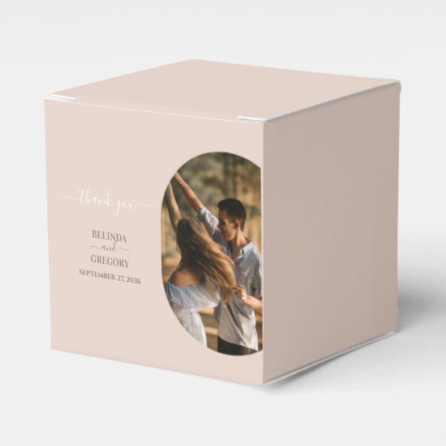 Dusty Rosa vi gör minimalistiskt foto Bröllop Presentaskar (Framsidan Sidan)