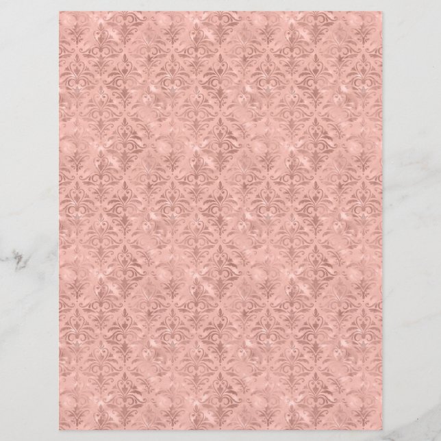 Dusty Rosa Victorian Stil Damask Scrapbook Papper (Framsida)