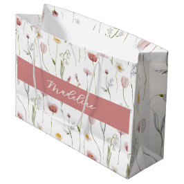 Dusty Rosa Vildblomma Akvarell Monogram Namn