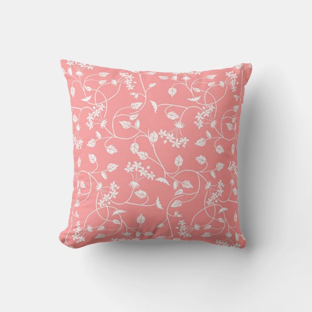 Dusty Rosa Vintage Blommigt Pillow Kudde (Framsida)