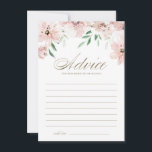 Dusty Rosa Watercolor Flowers Möhippa Rådkort<br><div class="desc">Ge ditt råd och önskemål till briden som ska ta hand om det här kortet för blommigt av elegant. Den har vattenfärgsgarland med stora  blommor i rosa och grönt med ett elegant-skript. Anpassa genom att lägga till bridens namn. Detta  rådgivningskort för rosa är perfekt för vår och fallduschar.</div>