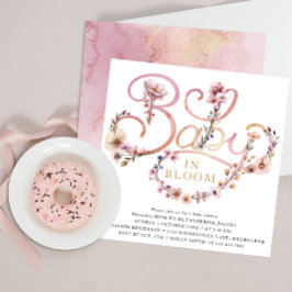 Dusty Rosa Watercolor WildblommBaby Shower Invit Inbjudningar