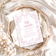 Dusty Rosa Whimsical Blommigt Girl Baby Shower