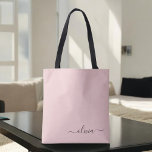 Dusty Rosa White Girly-skript Monogram Tygkasse<br><div class="desc">Dusty Rosa-Elegant Lägg till din egen Namn Monogram Bok Bag. Denna Bok-bag kan anpassas så att den omfattar ditt första och första namn och ges som julklapp,  Sverige 16 födelsedagar,  Möhippa eller Bröllop.</div>