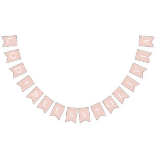 Dusty Rosa White Kor Girl Baptism Bunting Flaggor