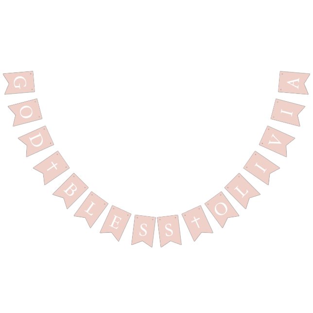 Dusty Rosa White Kor Girl Baptism Bunting Flaggor (Alla)