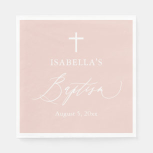 Dusty Rosa White Kor Girl Baptism Papper Napkins Pappersservett