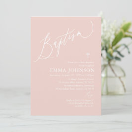 Dusty Rosa White Kor Girl Girl Baptism-inbjudan Inbjudningar
