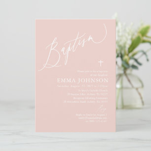 Dusty Rosa White Kor Girl Girl Baptism-inbjudan Inbjudningar