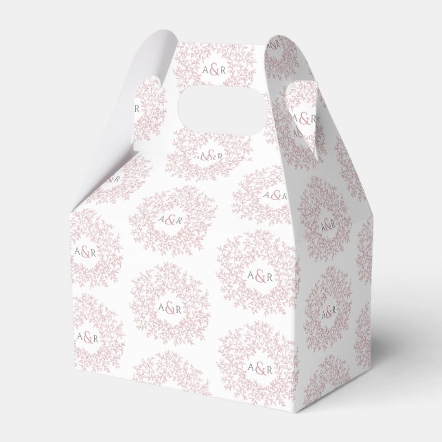 Dusty rosa white löv monogram bröllop presentaskar (Framsidan Sidan)