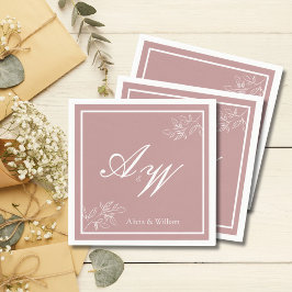 Dusty Rosa & White Personligt bröllp Napkins Pappersservett