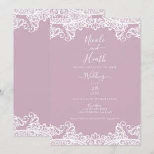 Dusty Rosa & White Snöre Elegant bröllop Inbjudningar