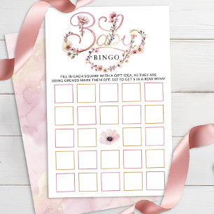 Dusty Rosa WildblomBaby Shower Bingo - Boho Flo