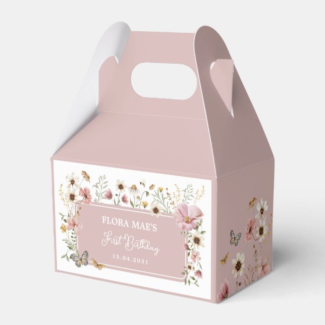 Dusty Rosa WildblomGarden Tea Party Birthday Presentaskar (Framsidan Sidan)