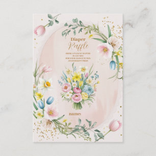 Dusty Rosa Wildblomma Baby i Bloom Diapper Raffle Tilläggskort