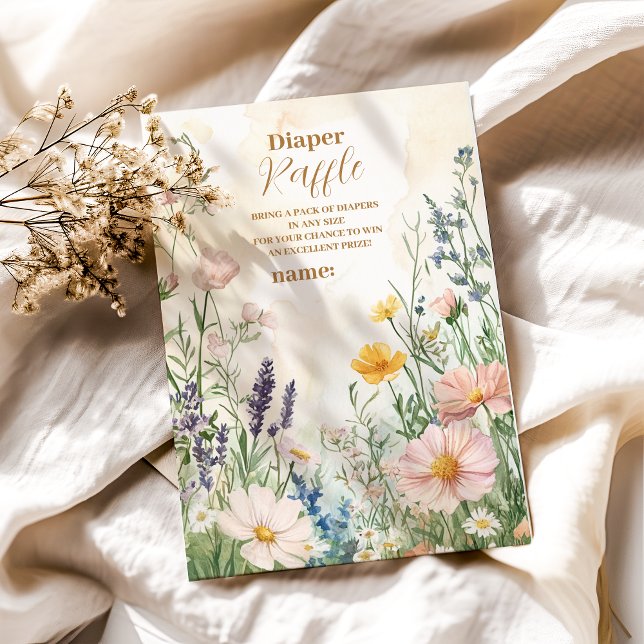 Dusty Rosa Wildblomma Baby i Bloom Diapper Raffle Tilläggskort (Skapare uppladdad)