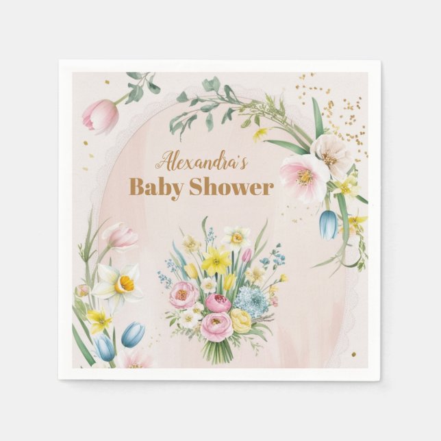Dusty Rosa Wildblomma Baby i Bloom Pappersservett (Framsidan)