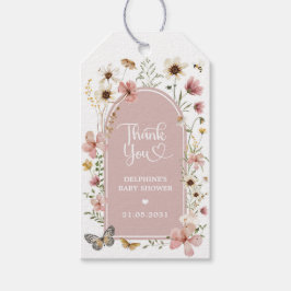 Dusty Rosa Wildblomma Garden Baby Shower-favoriter Presentetikett