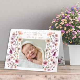 Dusty Rosa Wildblomma - tackkort - Boho-Blommigten