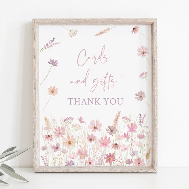 Dusty Rosa WildblommCards and Gifts Sign Poster (Skapare uppladdad)