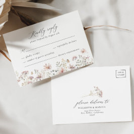 Dusty Rosa Wildblommes Blommigt Bröllop OSA Card
