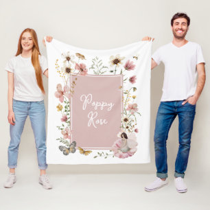 Dusty Rosa WildblommFairy Princess Flicka Fleecefilt