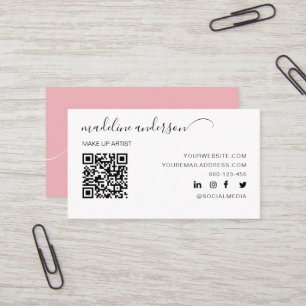 Dusty Rosa with QR Code Professionell Affärskort Visitkort