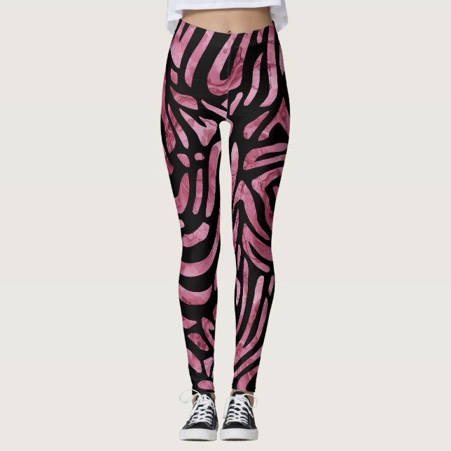 Dusty Rosa Zebra Straprs Leggings (Framsida)