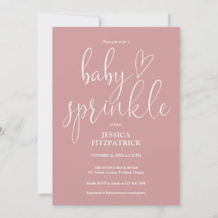 Dusty Rose Allt-i-ett QR-kod Baby Shower-fest Inbjudningar