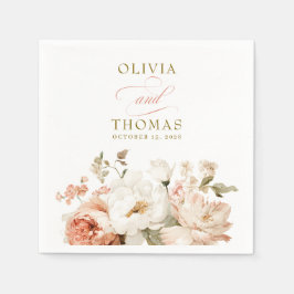 Dusty Rose and Cream Earthy Botanical Wedding Pappersservett