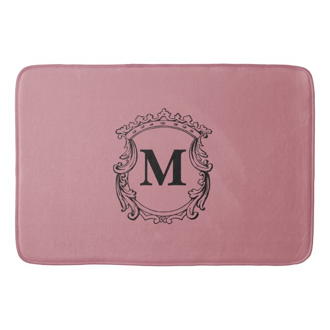 Dusty Rose Anpassad Monogramm vapen Badrumsmatta (Framsidan)