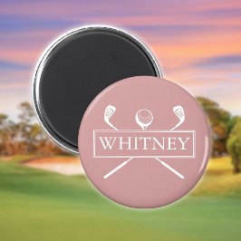 Dusty Rose Anpassat Namn Golfbollar Klubbor Magnet