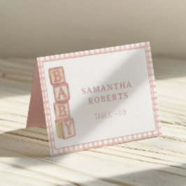 Dusty Rose Baby Blocks Editable Tent Cards Bordsnummer