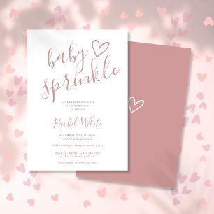 Dusty Rose Babyflicka Baby Sprinkle Shower Inbjudningar