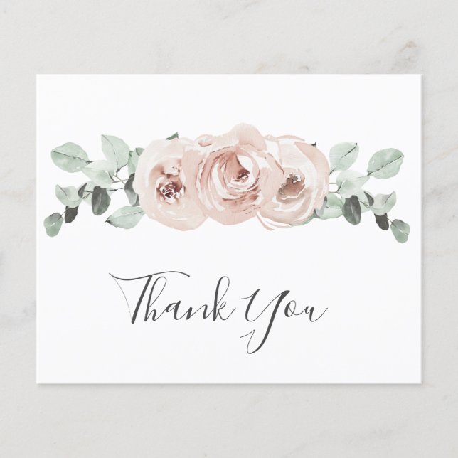 Dusty Rose Blommig Elegant Budget Bröllop Tacksamh (Framsida)