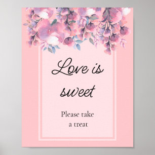 Dusty Rose Blommig kärlek är söt bröllopsdusch Poster